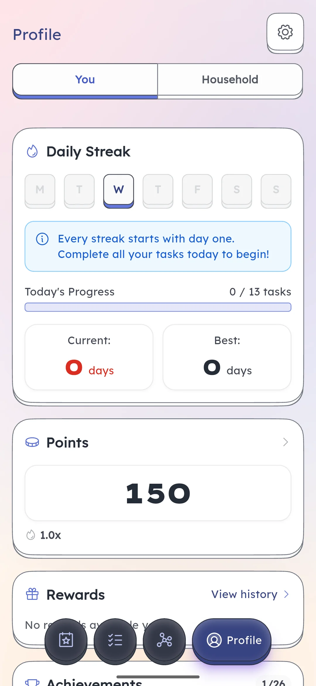 Schedgy profile screen